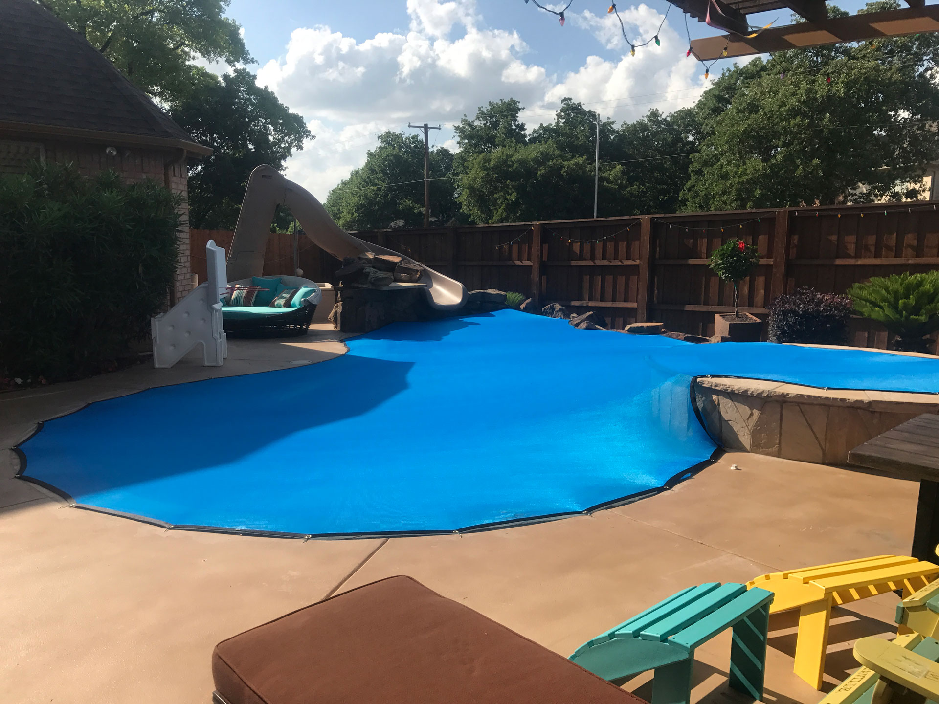 Blue winter pool covers inground